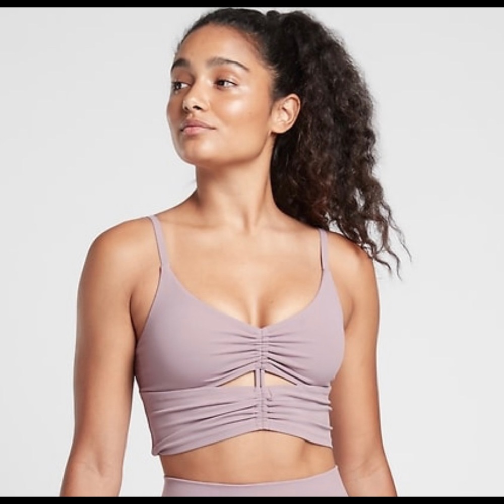 Athleta Dusty Lavender Ruched Longline Sports Bra